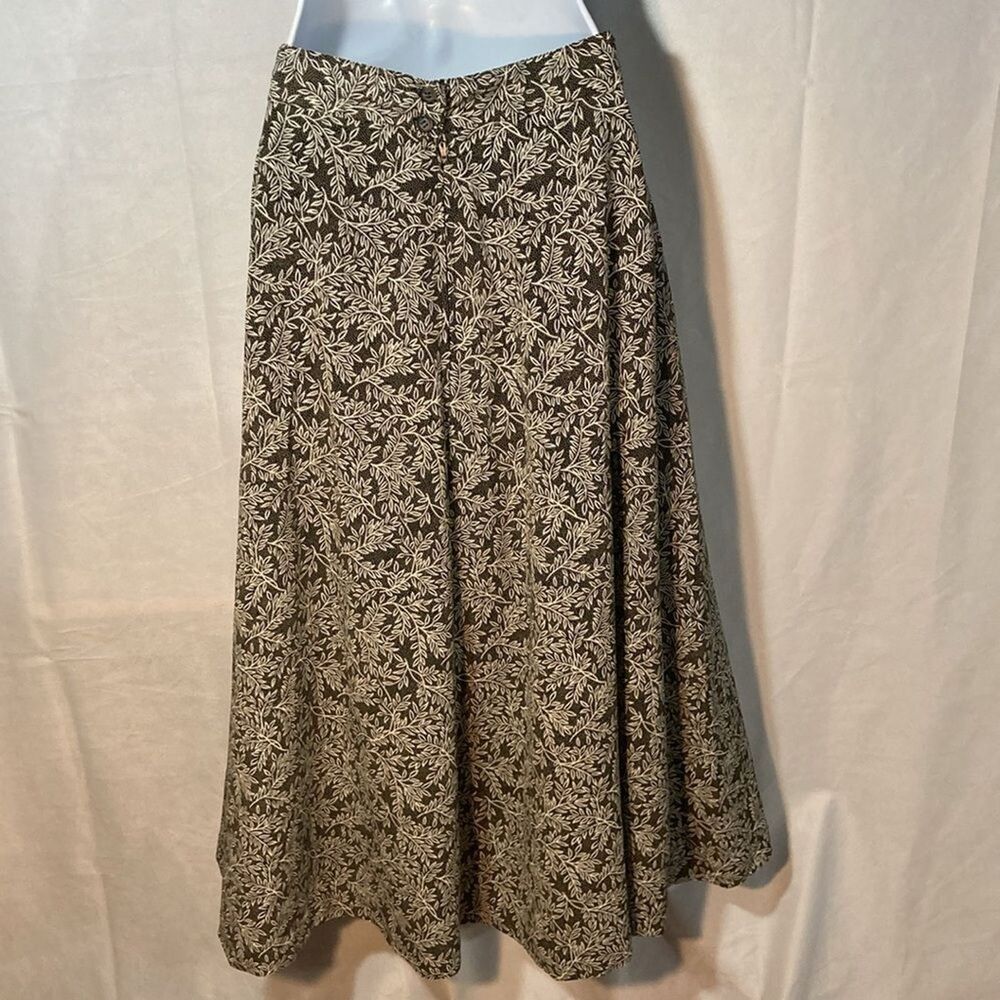 LIZ CLAIBORNE black tan white floral a-line midi skirt 6 - Picture 5 of 7